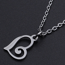 201 подвесные из нержавеющей стали ожерелья, с кабельными цепями и когтями омара застежками, сердце