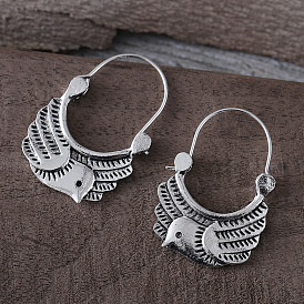 Серьги-кольца из цинкового сплава в форме птицы