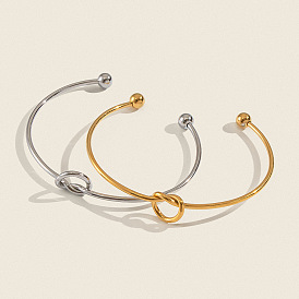 304 из нержавеющей стали манжеты браслеты, браслеты с крутящим моментом для женщин, узел