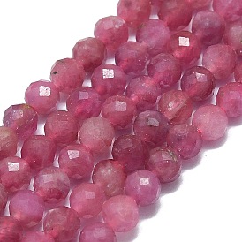 Natural Tourmaline Beads Strands, Faceted, Round