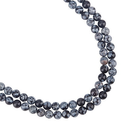 Naturschneeflocke Obsidian Perlen Stränge, Runde