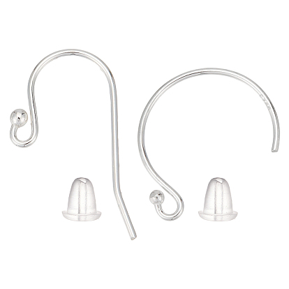 16 шт. 2 стили 925 крючки для сережек из стерлингового серебра, с 20 пластиковыми ушными гайками