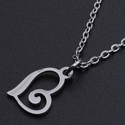 201 подвесные из нержавеющей стали ожерелья, с кабельными цепями и когтями омара застежками, сердце