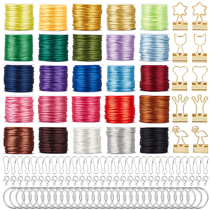 Ювелирные комплекты diy, включая нейлоновый крысиный хвост, Застежка железный ключ, железа отделились брелоки, Застежки-карабины из цинкового сплава и зажимы для бумаги из сплава