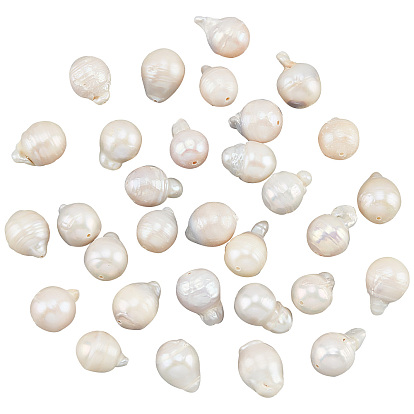 1 Strand Natural Baroque Pearl Keshi Pearl Beads Strands, Cultured Freshwater Pearl, Teardrop