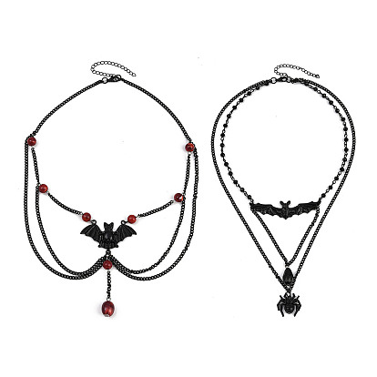 Многослойные ожерелья из железа и смолы в виде летучей мыши на Хэллоуин для женщин