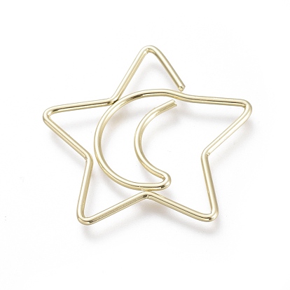 Star & Moon Shape Iron Paperclips, Cute Paper Clips, Funny Bookmark Marking Clips