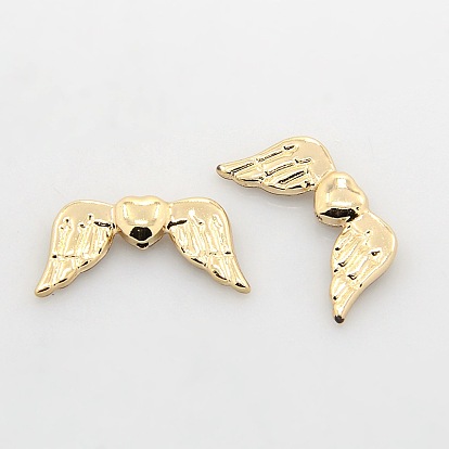 Alloy Beads, Long-Lasting Plated, Heart with Wings, 11x22x4mm, Hole: 1mm