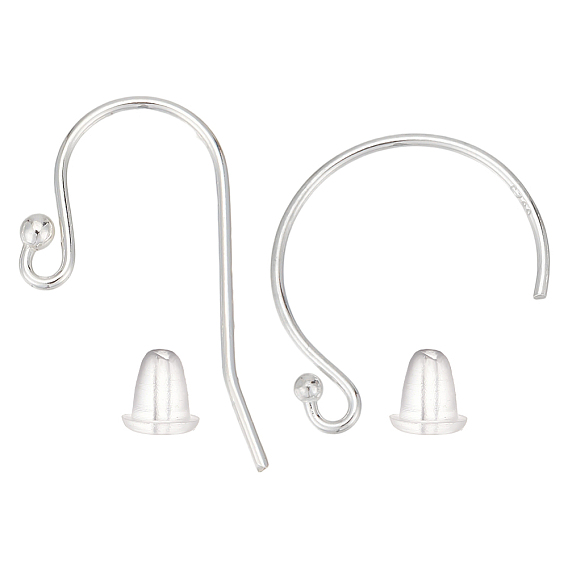 16 шт. 2 стили 925 крючки для сережек из стерлингового серебра, с 20 пластиковыми ушными гайками