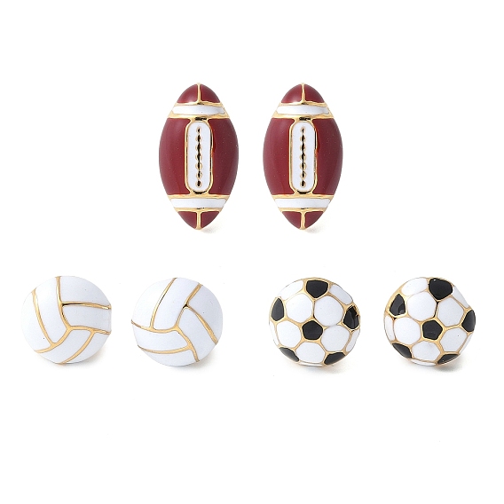 304 из нержавеющей стали серьги, с эмалью, серия мячей, золотые