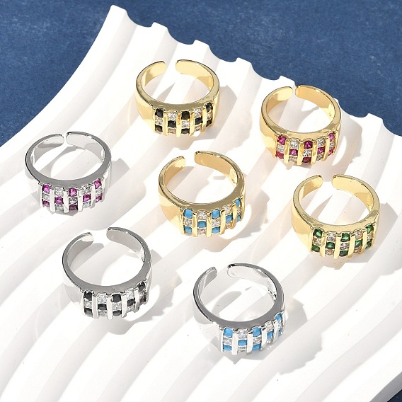 Открытые кольца манжеты из латуни с микропаве и кубическим цирконием, без кадмия и без свинца, долговечный, стойки покрытие