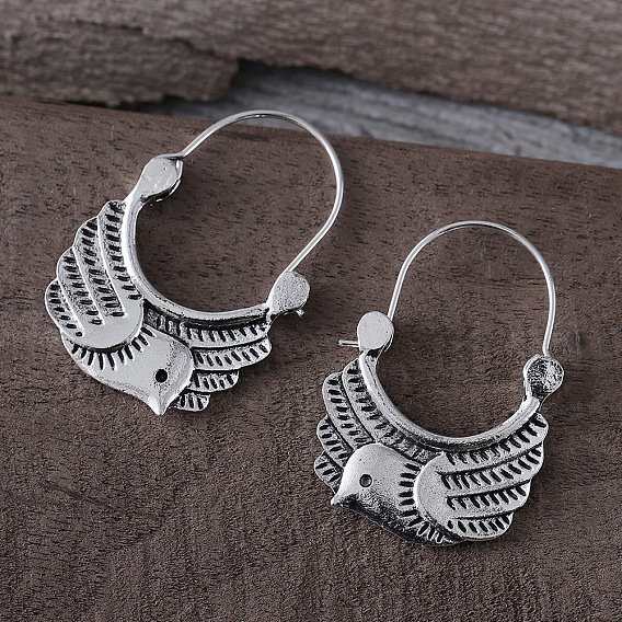 Серьги-кольца из цинкового сплава в форме птицы