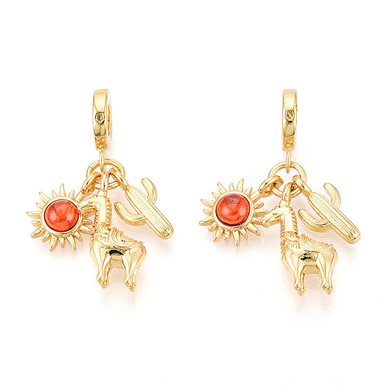 Европейские подвески из латуни и стекла, солнце и лошадь и кактус