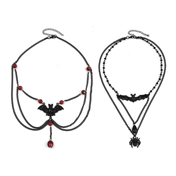 Многослойные ожерелья из железа и смолы в виде летучей мыши на Хэллоуин для женщин