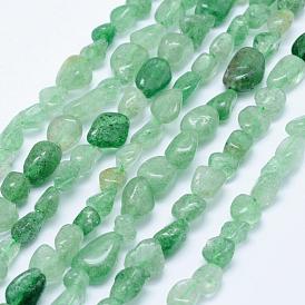 Brins de perles de quartz vert naturel, pierre tombée, nuggets