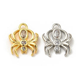Brass Micro Pave Cubic Zirconia Charms, Spider