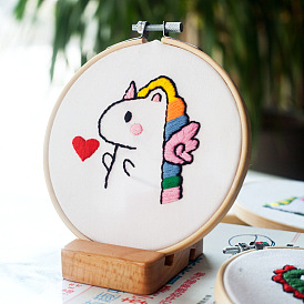 Unicorn embroidery diy material package children's beginner handmade simple three-dimensional self-embroidered clothes teacher's day gift