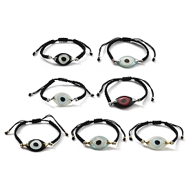 Браслеты из акриловых звеньев от сглаза, вощеные нейлоновые регулируемые браслеты для парной дружбы, с медью и фианитом, стойки покрытие, долговечный, без кадмия и без свинца