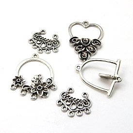 Tibetan Style Links, Mixed Shapes, 21~64x8~62.5x1.5~15mm, Hole: 1~4mm