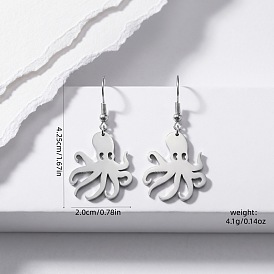 304 Stainless Steel & 201 Stainless Steel Dangle Earrings, Octopus