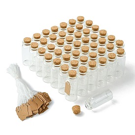 100Pcs 2 Styles Glass Cork Bead Containers, Wishing Bottles with 100Pcs Kraft Paper Tags