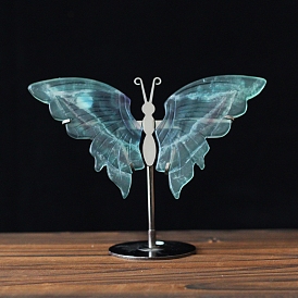 Carved Butterfly Natural Fluorite Display Decoration, for Home Office Decorations