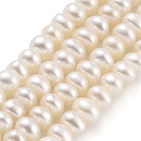 Natural Cultured Freshwater Pearl Beads Strands, Grade 6A, Rondelle