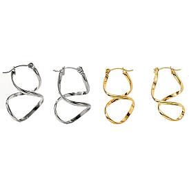 Серьги-кольца в форме 8 витой цифры из нержавеющей стали, для женщин
