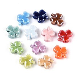 Фарфоровая бусина ручной работы, клевер, яркие глазированный фарфор