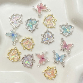 Butterfly Alloy Pendants, with Hologram Resin & Resin Rhinestone, For DIY Jewelry Accessories