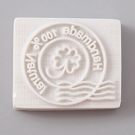 Capítulo de resina, capítulo de sello de jabón de resina hecho a mano de bricolaje, Rectángulo, blanco, palabra jabón hecho a mano 100% natural