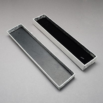 Прямоугольник бантом картон ожерелье коробки, для браслетов или браслетов, с губкой внутри, 215x43x24 мм