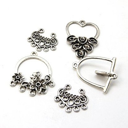 Tibetan Style Links, Mixed Shapes, 21~64x8~62.5x1.5~15mm, Hole: 1~4mm