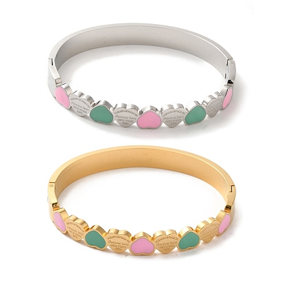 Регулируемые браслеты с эмалью в форме сердца для женщин, вакуумное покрытие 304 браслеты из нержавеющей стали