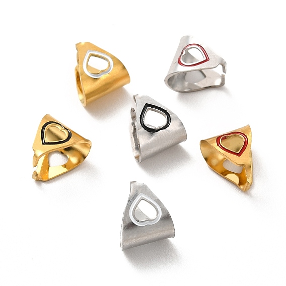 304 Stainless Steel Snap on Bails, with Enamel, Heart