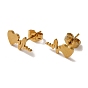 PVD Vacuum Plating 304 Stainless Steel Stud Earrings, Heart