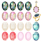 18Pcs 6 Colors Natural Shell Cabochons with Enamel, Oval