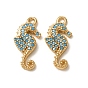 Pendentifs en turquoise synthétique océan, breloques hippocampe en laiton, sans nickel