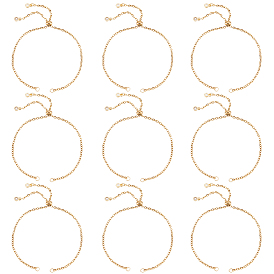 10шт. регулируемый 304 нержавеющая сталь кабель цепь слайдер браслет/боло браслеты изготовление, с мелкими кубическими циркониевыми прелестями