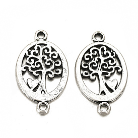 Tibetan Style Alloy Links/Connectors, Cadmium Free & Lead Free, Matte Style, Oval with Tree of Life