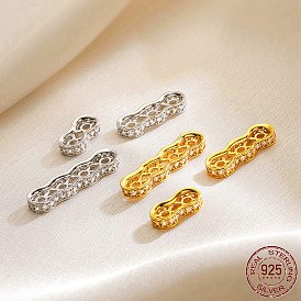 925 Sterling Silver Multi-Strand Links, Cubic Zirconia Spacer Bars, with S925 Stamp