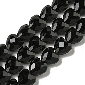 Natural Obsidian Beads Strands, Faceted, Heart