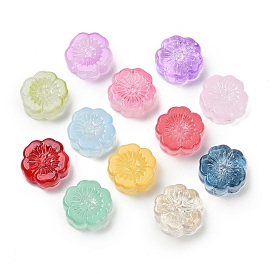 Прозрачные стеклянные бусины, цветы, спекающийся лак