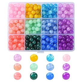 336Pcs 12 Colors Baking Painted Crackle Glass Bead Strands, Round