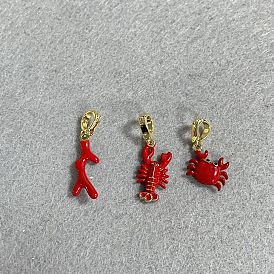 3piezas de colgantes decorativos de latón y aleación esmaltada, con latón veces sobre cierres