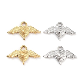 304 Stainless Steel Pendants, Heart with Wing Charm