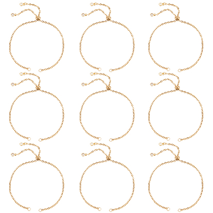 10шт. регулируемый 304 нержавеющая сталь кабель цепь слайдер браслет/боло браслеты изготовление, с мелкими кубическими циркониевыми прелестями