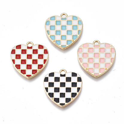 Подвески из эмали и сплава, без кадмия, без никеля и без свинца, золотой свет, сердце с пледом