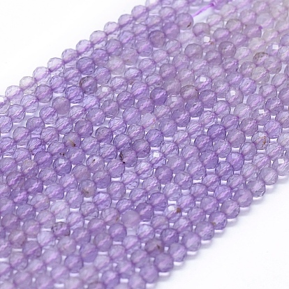 Natürliche violette Phantomquarz-Perlenstränge aus violettem Lodolith, Farbverlaufsstil, Runde, facettiert