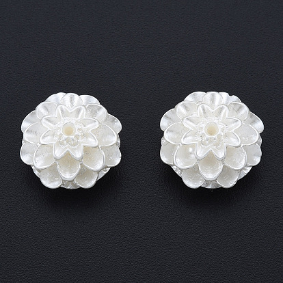 ABS Plastic Imitation Pearl Beads, Half Drilled, Flower